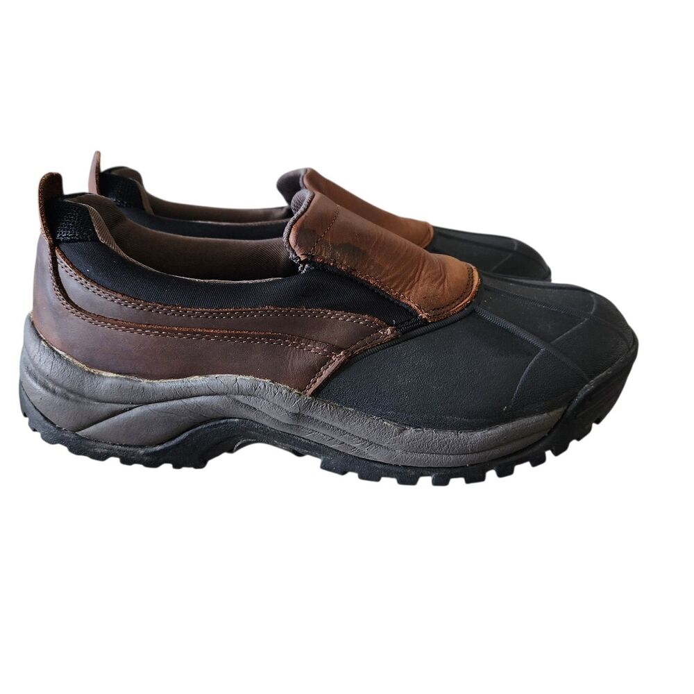 Propet M3784 Mens Slip-On Duck Boots Brown Leather Waterproof Sole Size 10 3E XW